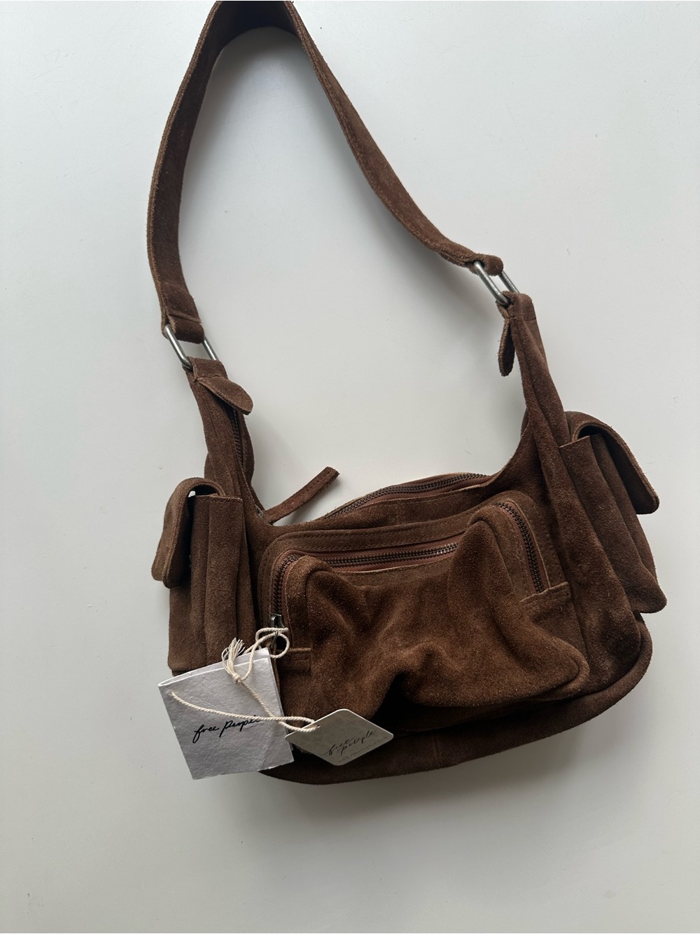 Free People brown suede shoulder bag - Picture 1 of 3